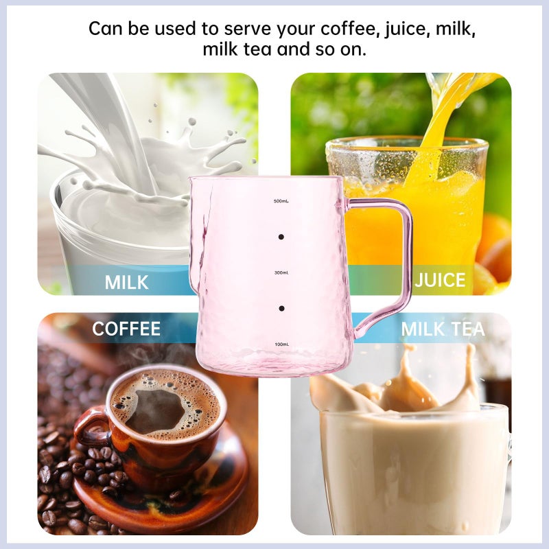 Heat Resistant Glass Coffee Pot And Milk Jug 500ml Hammered Beak Pitcher For Home Cafe - Image 4