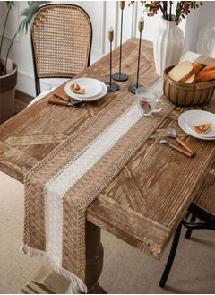 Cotton Linen Runner Splicing Weave Tassel The Tablecloth 180 x 30 cm