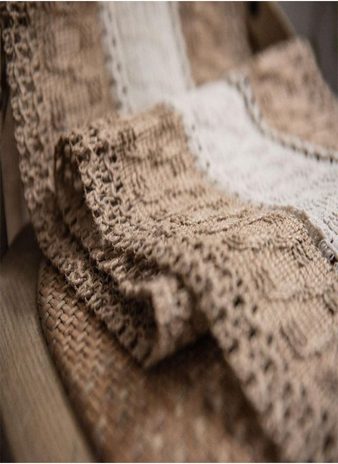 Kutis - Cotton Linen Runner Splicing Weave Tassel The Tablecloth 180 x 30 cm - Image 1