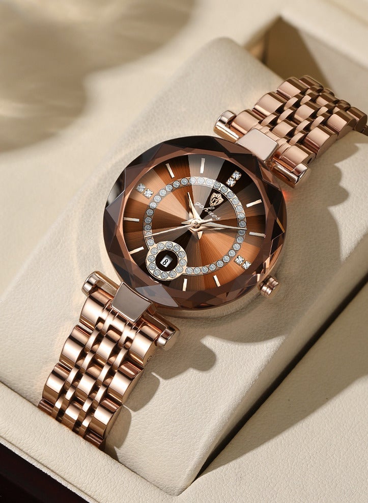 GOHUOS Women's Watch, Quartz Stainless Steel Waterproof Analog Business Luxury Ladies Wrist Watch - 30mm - Image 1