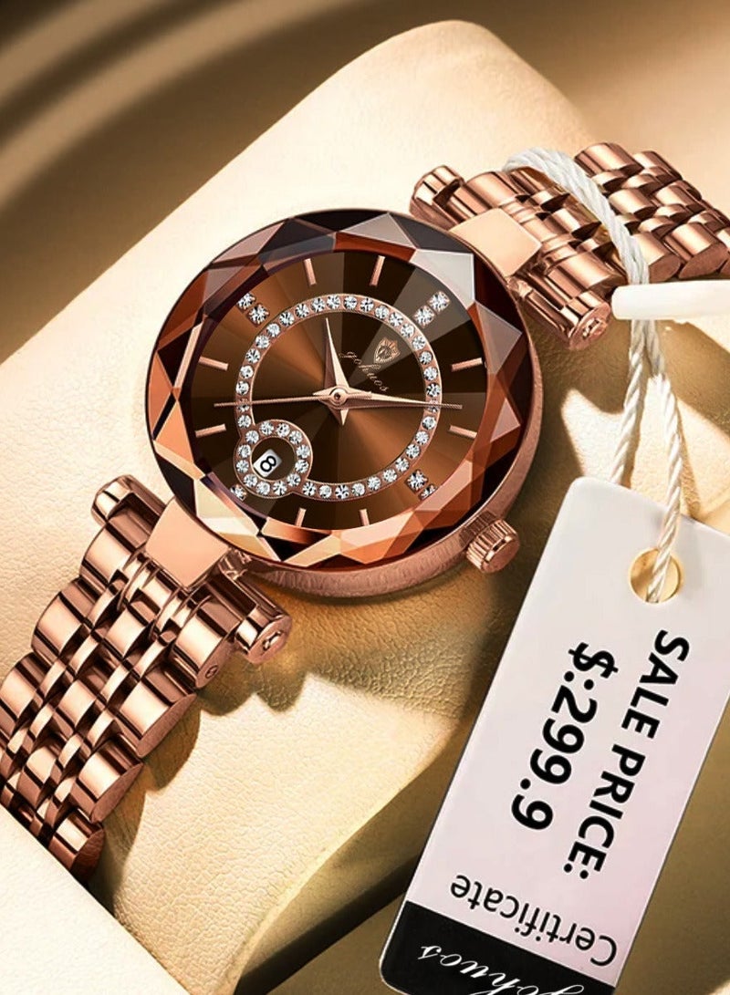 GOHUOS Women's Watch, Quartz Stainless Steel Waterproof Analog Business Luxury Ladies Wrist Watch - 30mm - Image 3