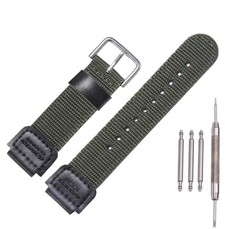 MCXGL Nylon strap Replacement for Casio Men's AE1200WH AE-1000 SGW-300H 400 W-735 AQ-S810W 18mm Leather Watch band (Army green) - Image 1