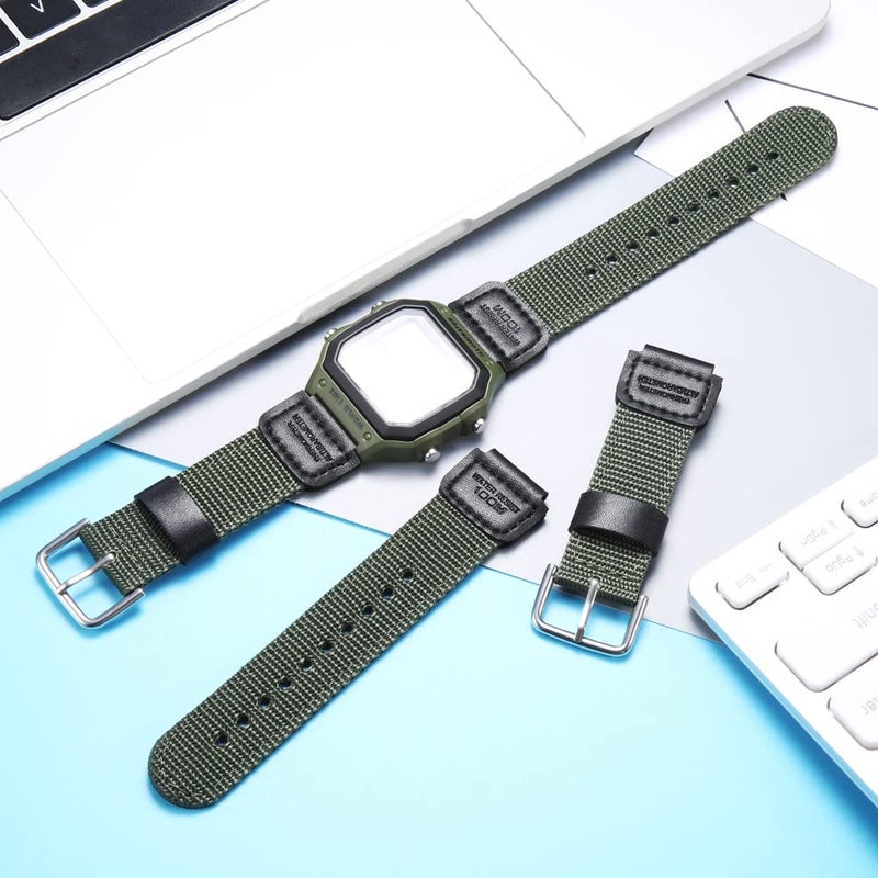 MCXGL Nylon strap Replacement for Casio Men's AE1200WH AE-1000 SGW-300H 400 W-735 AQ-S810W 18mm Leather Watch band (Army green) - Image 4