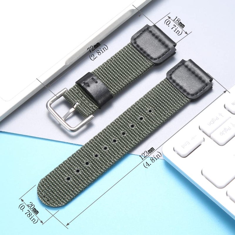 MCXGL Nylon strap Replacement for Casio Men's AE1200WH AE-1000 SGW-300H 400 W-735 AQ-S810W 18mm Leather Watch band (Army green) - Image 2