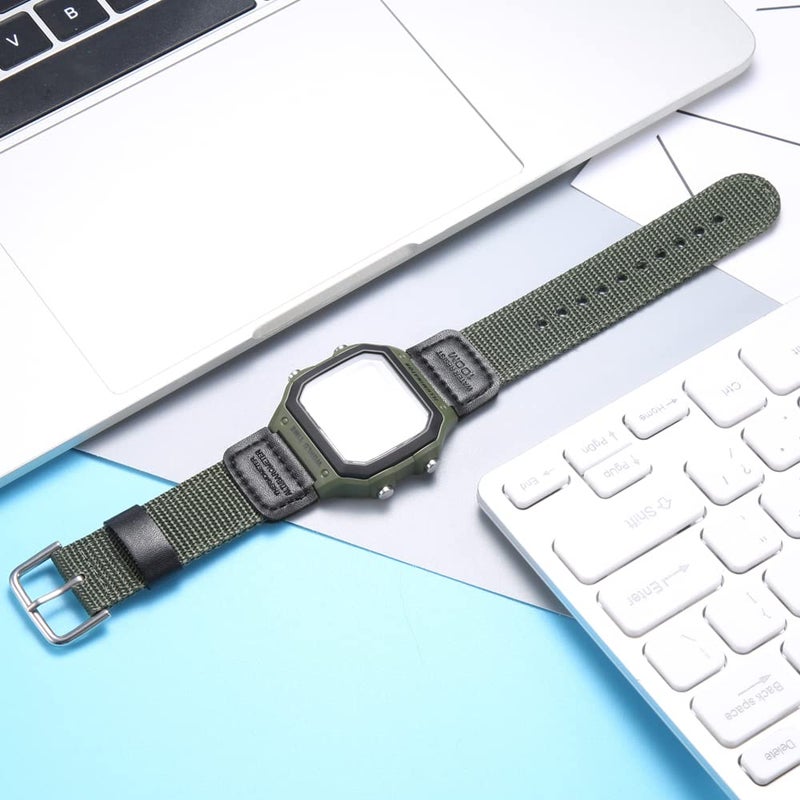 MCXGL Nylon strap Replacement for Casio Men's AE1200WH AE-1000 SGW-300H 400 W-735 AQ-S810W 18mm Leather Watch band (Army green) - Image 5