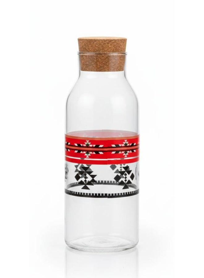 AKDC YUNIVERSE Traditional Motif Glass Bottle with Cork Lid - 1100ml - Image 1