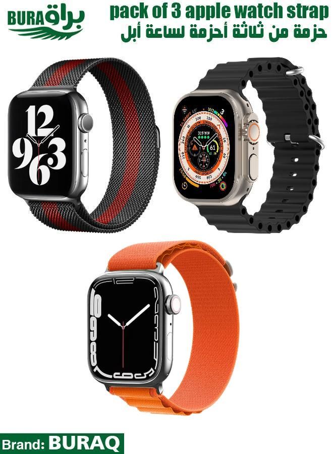 BURAQ Apple Watch Band Strap For Apple Watch Ultra 2/Ultra 49mm, Series 10 46mm, 9/8/7 45mm, SE2/SE/6/5/4 44mm, 3/2/1 42mm