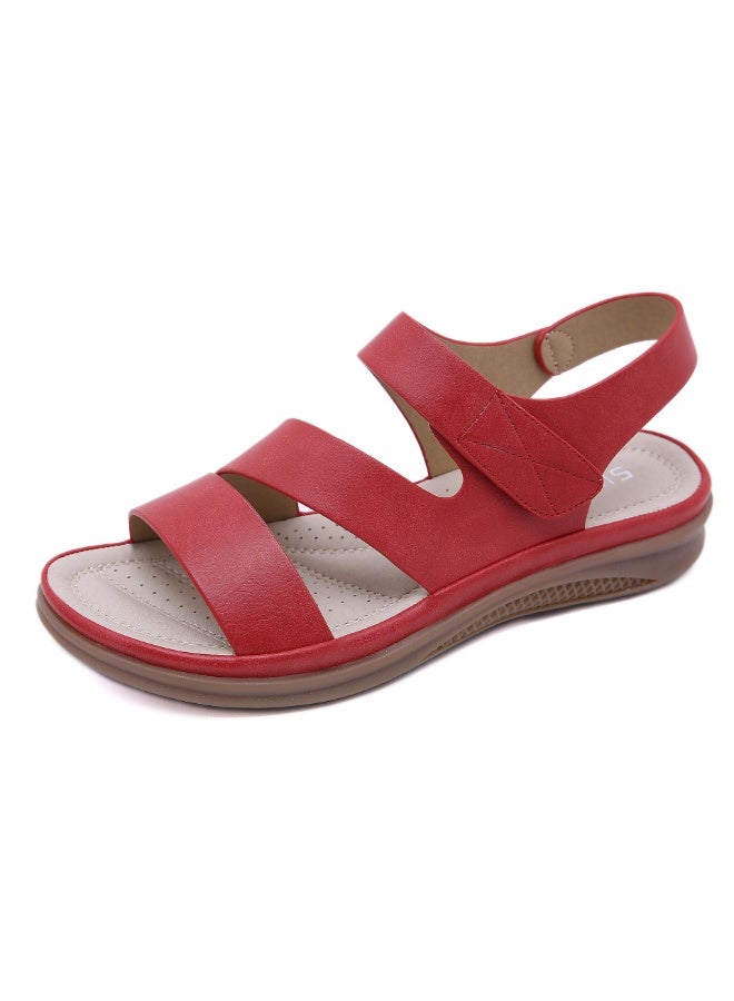 NIBEMINENT Summer Fashion Korean Style Women Flat Heels Sandals Hook Loop Retro Wedge Casual Shoes Cross Strap  - Image 1