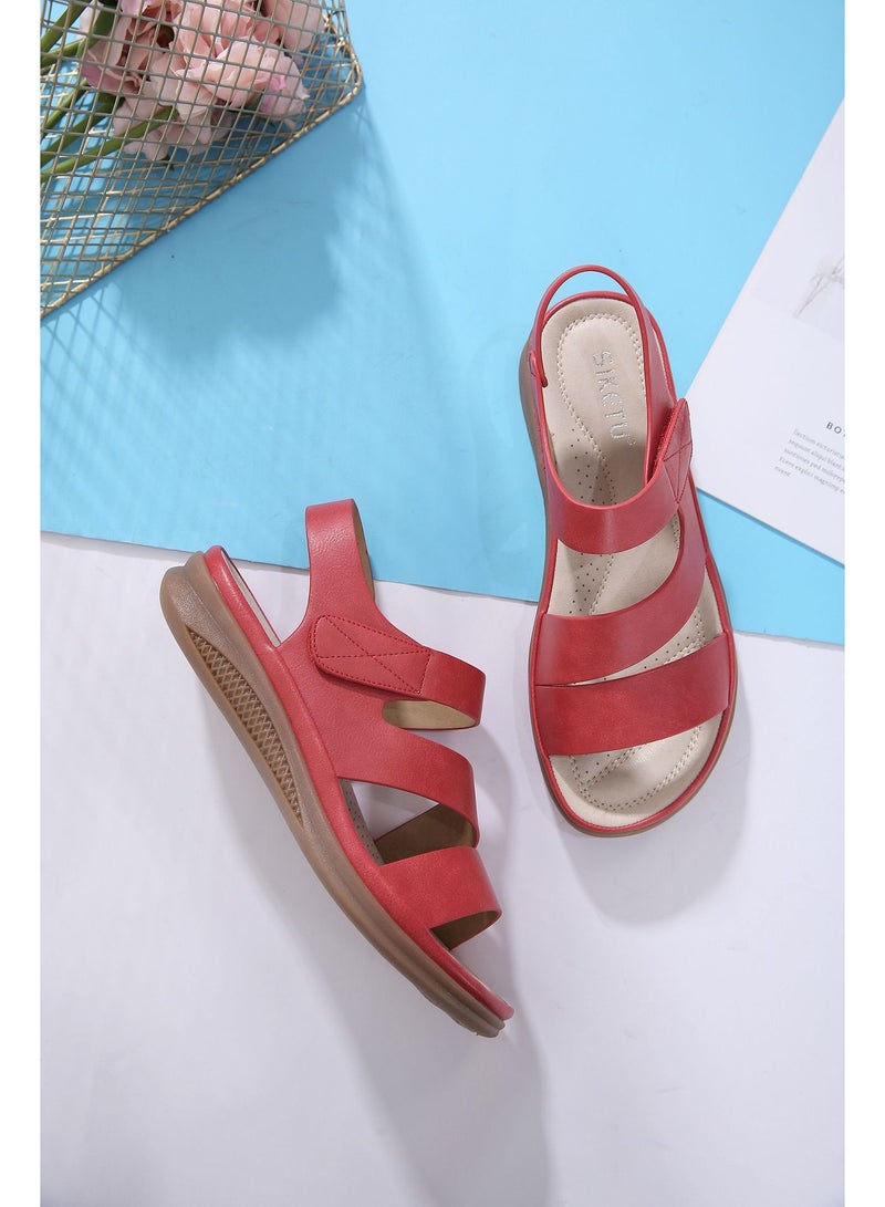 NIBEMINENT Summer Fashion Korean Style Women Flat Heels Sandals Hook Loop Retro Wedge Casual Shoes Cross Strap  - Image 3
