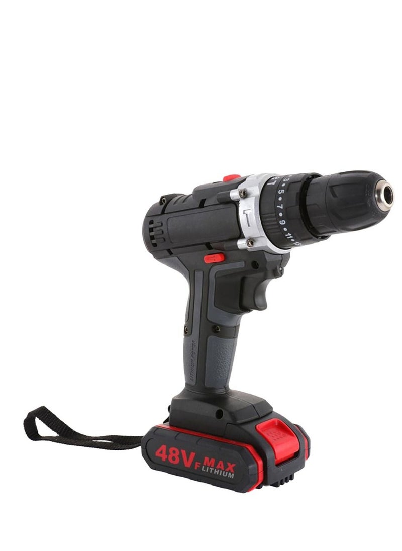 48V Cordless Drill Set, Electric Drill with 2 Batteries and Charger, Electric Screwdriver Power Drill Drivers with 2 Speed, 25 Torque Setting, Built-in LED Light,Storage Case Included