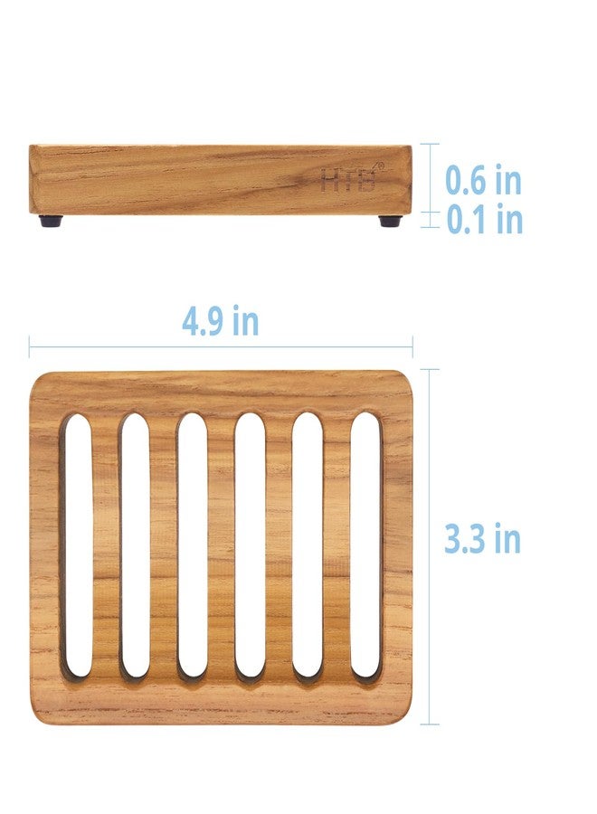HTB Slotted Soap Dish 2 Pack Teak Wood by HTB, Kitchen Wooden Sponge Holder, Self Draining Soap Dish for Shower, Sink, Bathroom, Bathtub, RV - Image 3