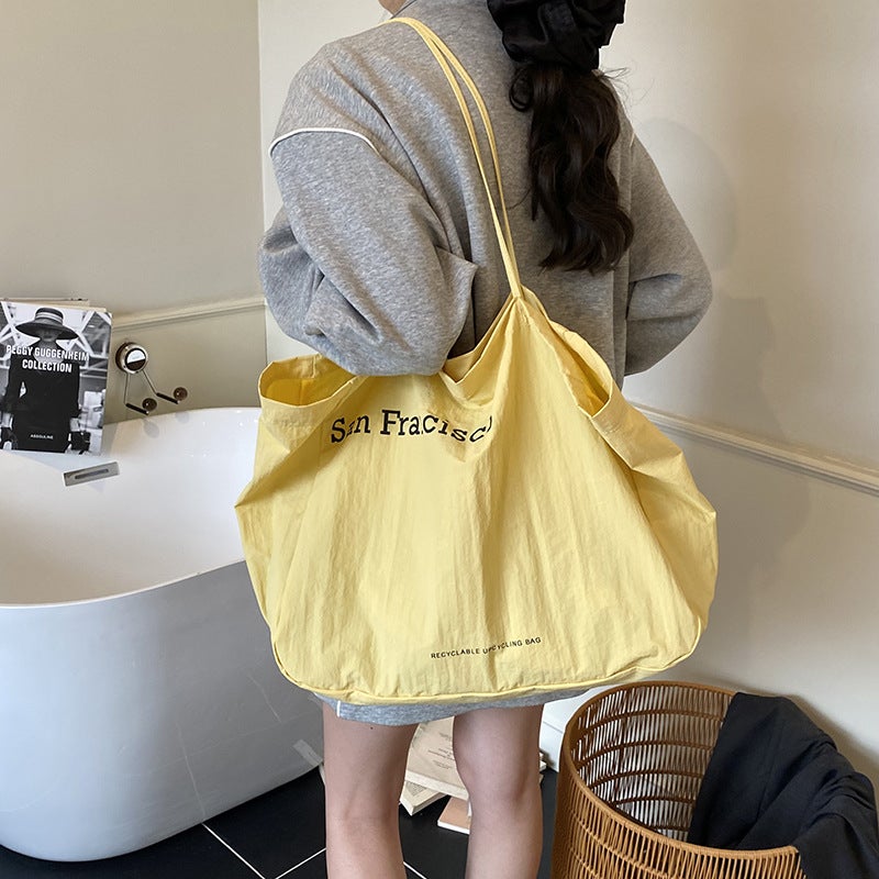 Korean Style Letter Print Nylon Canvas Shoulder Bag - Image 3
