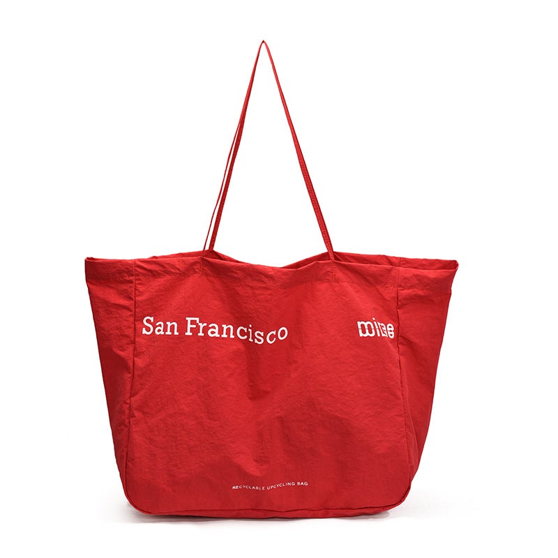 Korean Style Letter Print Nylon Canvas Shoulder Bag - Image 1