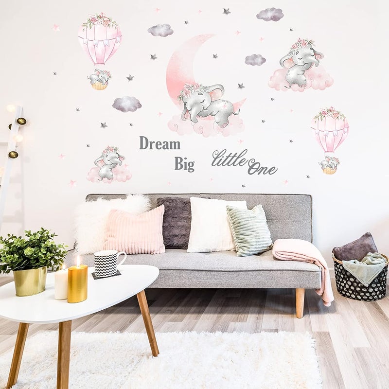 BPA Large Pink Baby Elephant Wall Decal - Image 3