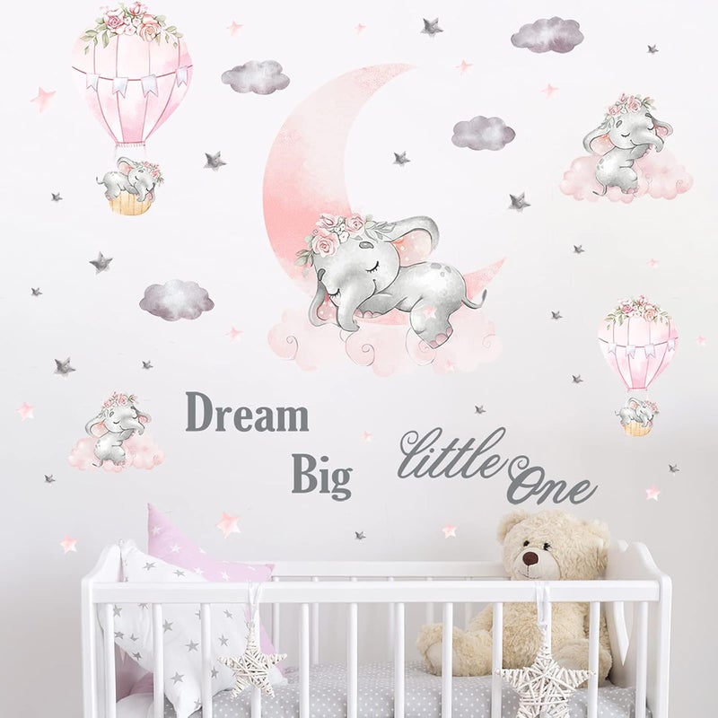 BPA Large Pink Baby Elephant Wall Decal - Image 1