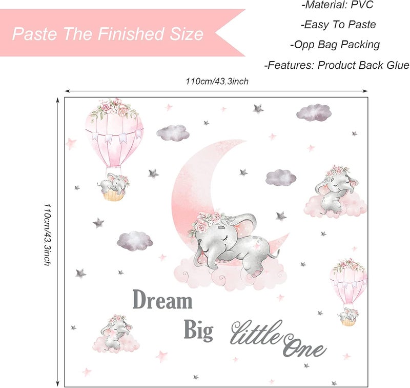BPA Large Pink Baby Elephant Wall Decal - Image 2