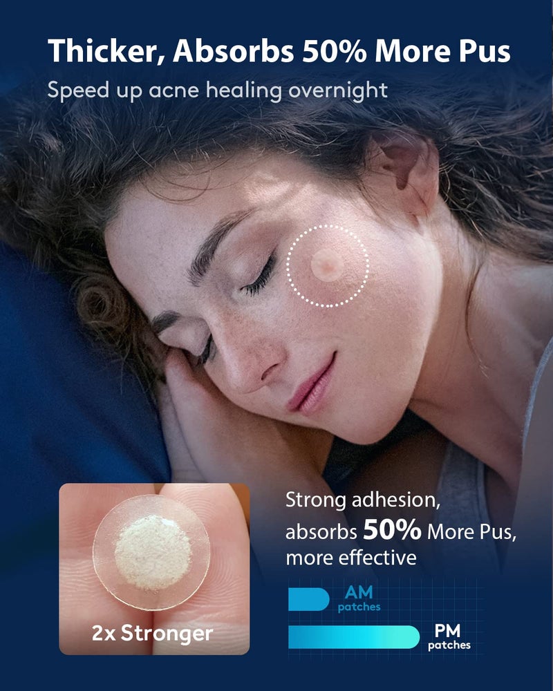 LitBear Acne Pimple Patches- Day and Night 4 Sizes 360 Dots Thin & Thick Hydrocolloid Patches with Witch Hazel, Tea Tree & Calendula Oil, Extra Adhesion Pimple Patches for Face Zit Patch Acne Dots - Image 3