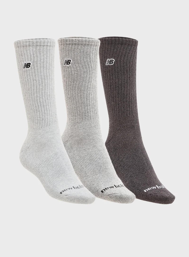 نيو بالانس 3 Pack Melange Patch Logo Crew Socks