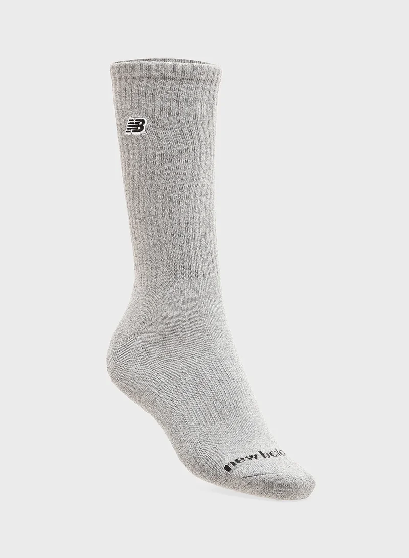 New Balance 3 Pack Melange Patch Logo Crew Socks