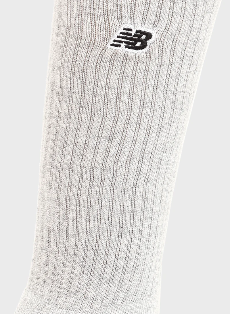 New Balance 3 Pack Melange Patch Logo Crew Socks