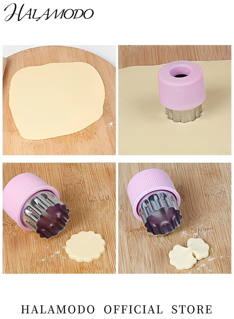 HALAMODO 12PCS Vegetable Chopper Set Stainless Steel Cookie Mould Kitchen Carving Shape Cutters Mini Fruit Cutter Baby Supplement Preparation Tools with Flower & Animal Shape - Image 4