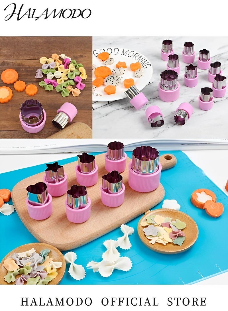 HALAMODO 12PCS Vegetable Chopper Set Stainless Steel Cookie Mould Kitchen Carving Shape Cutters Mini Fruit Cutter Baby Supplement Preparation Tools with Flower & Animal Shape - Image 5