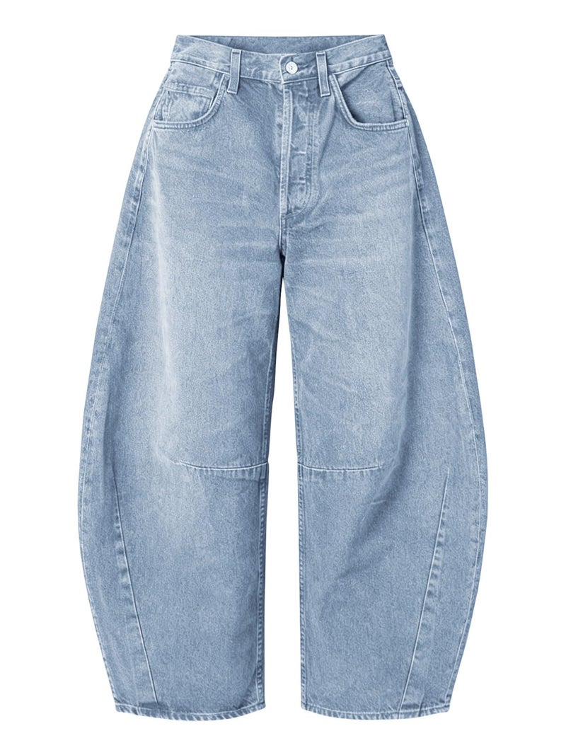 EXLURA Womens Barrel Jeans Wide Leg Y2K Boyfriend Denim Pants Hip Hop Vintage Baggy Jeans Cotton Mid-Low Elastic Waist Pants Sky Blue - Image 1