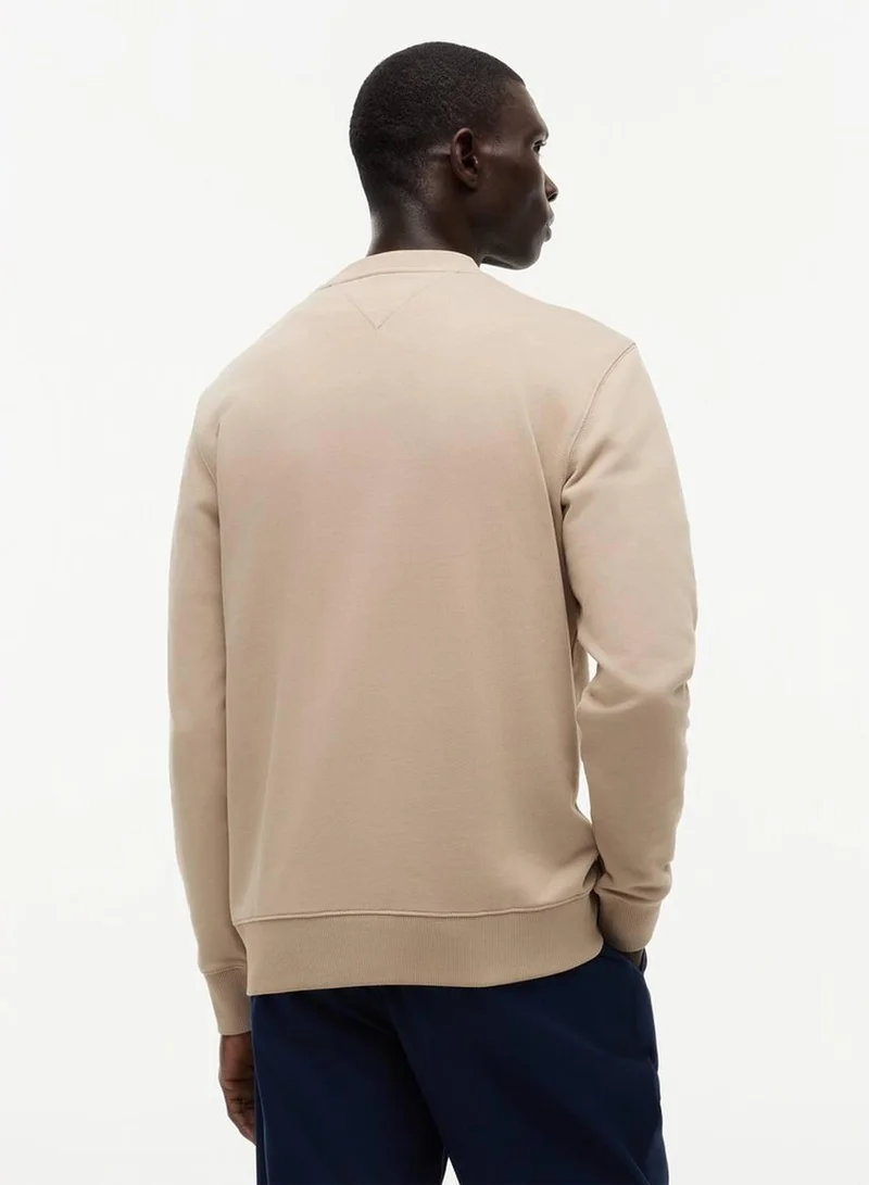 Tommy Hilfiger Batique Khaki Terry Crew Neck Sweatshirt for Men | Best Price UAE