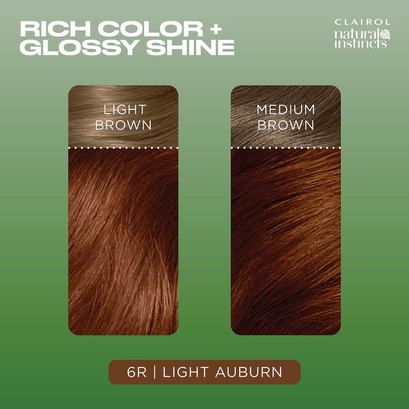 Clairol Natural Instincts Demi-Permanent Hair Dye, 6R Light Auburn Hair Color, Pack of 3 - Image 4