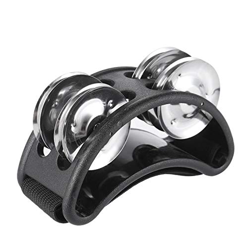 Musfunny Foot Tambourine Percussion Musical Instrument Foot Drum Set with Metal Jingle Bell for Guitar Drum Accessory (Black) - Image 2