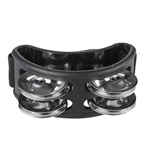 Musfunny Foot Tambourine Percussion Musical Instrument Foot Drum Set with Metal Jingle Bell for Guitar Drum Accessory (Black) - Image 1