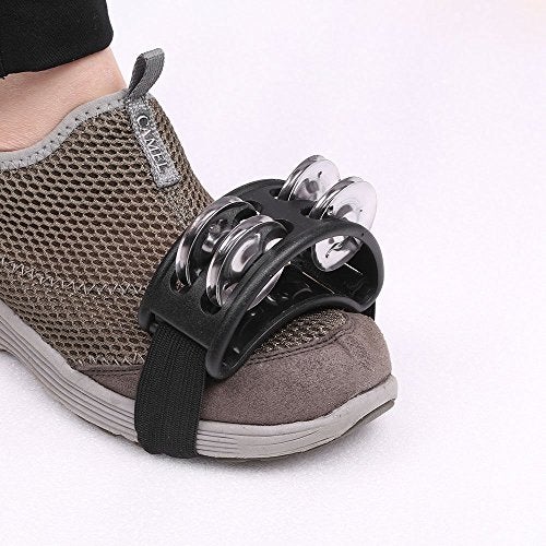 Musfunny Foot Tambourine Percussion Musical Instrument Foot Drum Set with Metal Jingle Bell for Guitar Drum Accessory (Black) - Image 4