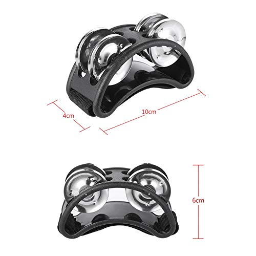 Musfunny Foot Tambourine Percussion Musical Instrument Foot Drum Set with Metal Jingle Bell for Guitar Drum Accessory (Black) - Image 5