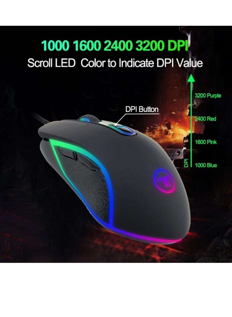 Generic - Tyshen Gaming Mouse - Rgb Lights With 7 Buttons 3200DPI , MSG-M12 - Image 1