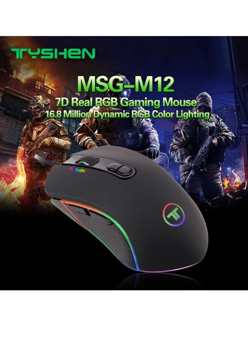 Generic - Tyshen Gaming Mouse - Rgb Lights With 7 Buttons 3200DPI , MSG-M12 - Image 1