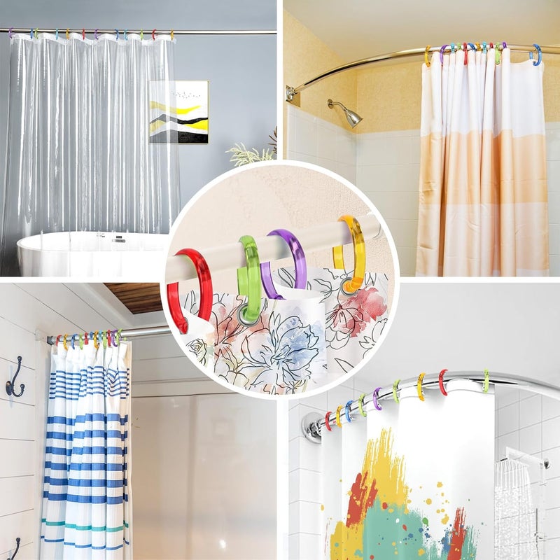 Qulable Shower Curtain Rings-12 Pack- Plastic Shower Curtain Hooks O-Shaped Rings Hook Glide Easily on Bathroom Shower Rod (Color Translucent) - Image 5