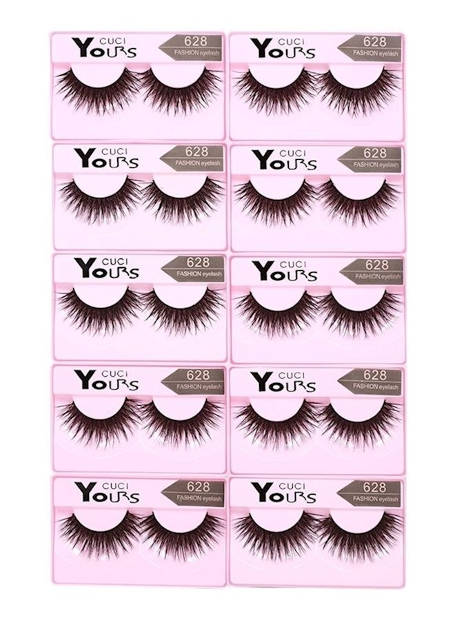 NIBEMINENT Pair Of 10 Hand-Made False Eyelashes Black - Image 1