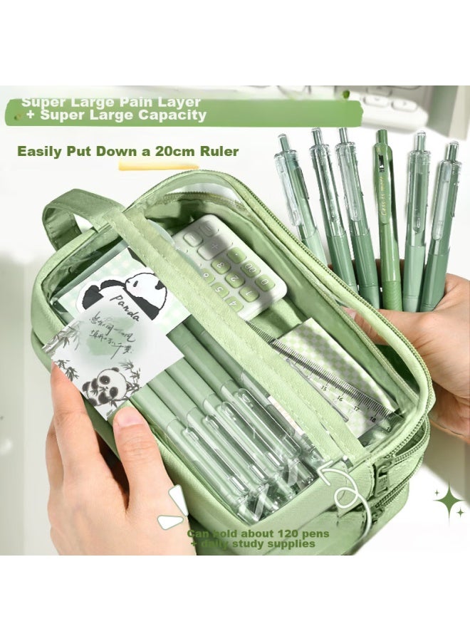 Panda Large Capacity Transparent Pencil Case For Girls New Style, Middle School Student Pencil Box, Children's Pencil Case, High-value Painful Design, Simple Style, Boys' Version, Girls' Version Stationery Box - Image 2