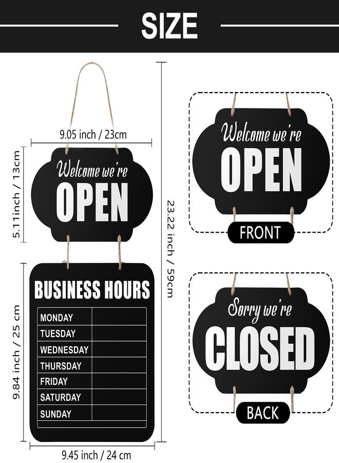 جيتك لوحة طباشيرية معلقة من Jetec، ساعات العمل، مفتوح/مغلق، لوحة ترحيب خشبية، لوحة باب مطعم مزدوجة الجوانب مع قلم سبورة قابل للمسح، مناسبة لمحلات بيع الزهور والمقاهي والمطاعم (أسود) - Image 3