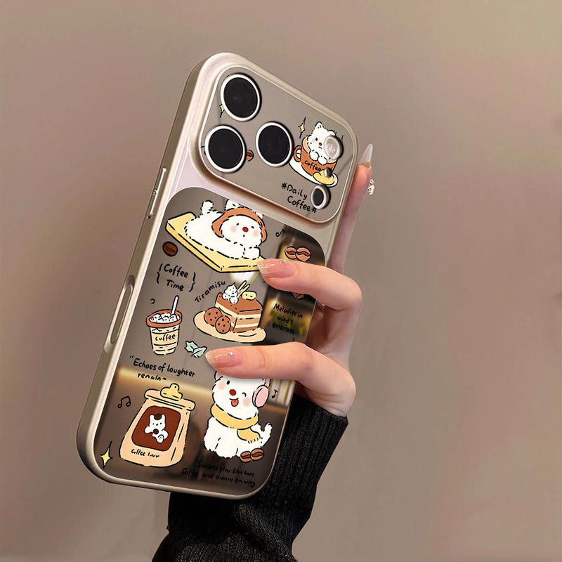 جرو القهوة مناسبة لشركة أبل 17Promax حالة الهاتف المحمول Iphone16Pro نموذج جديد 15 سطح المرآة 14 نموذج جديد 13 - Image 2
