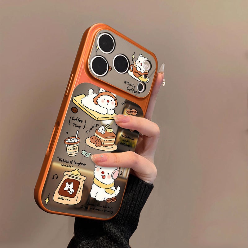 جرو القهوة مناسبة لشركة أبل 17Promax حالة الهاتف المحمول Iphone16Pro نموذج جديد 15 سطح المرآة 14 نموذج جديد 13 - Image 1