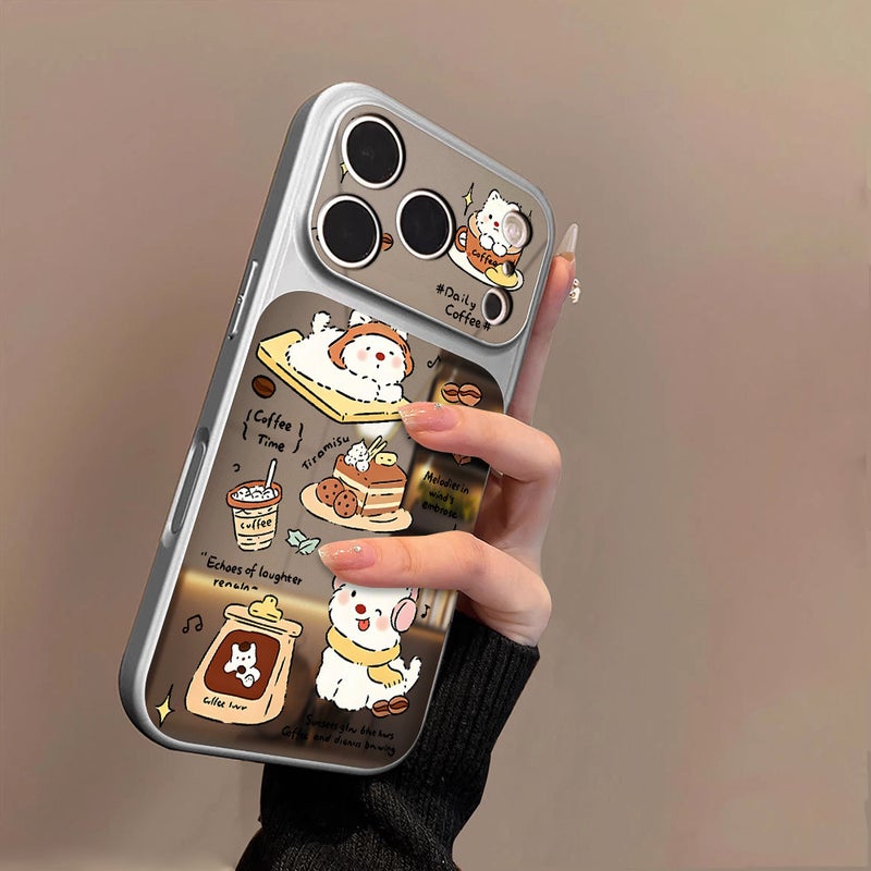 جرو القهوة مناسبة لشركة أبل 17Promax حالة الهاتف المحمول Iphone16Pro نموذج جديد 15 سطح المرآة 14 نموذج جديد 13 - Image 3
