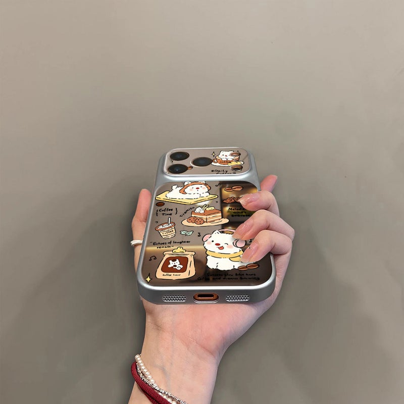 جرو القهوة مناسبة لشركة أبل 17Promax حالة الهاتف المحمول Iphone16Pro نموذج جديد 15 سطح المرآة 14 نموذج جديد 13 - Image 5
