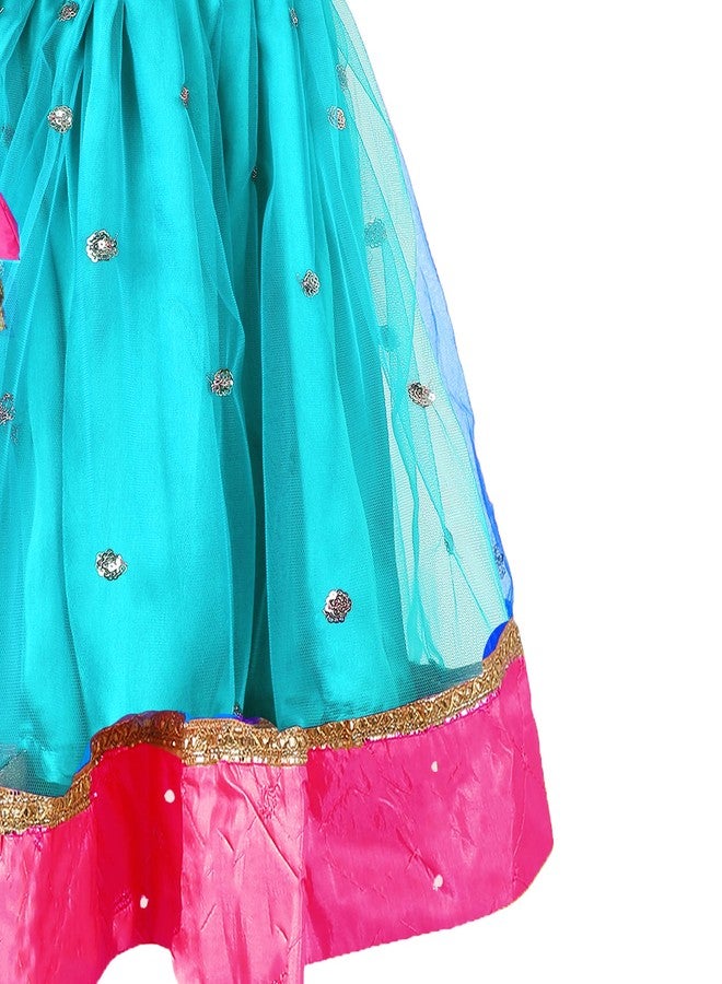 HIBA Sky Blue Pink Baby Girl's Net Readymade Lehenga Choli new born baby Girl - Image 4