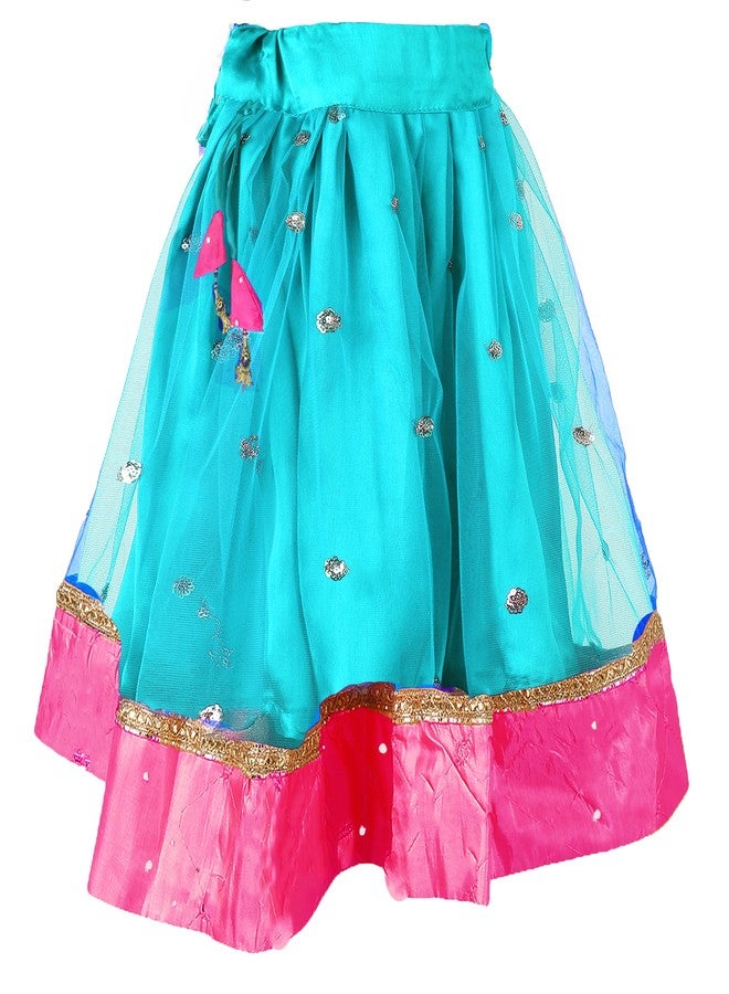 HIBA Sky Blue Pink Baby Girl's Net Readymade Lehenga Choli new born baby Girl - Image 2