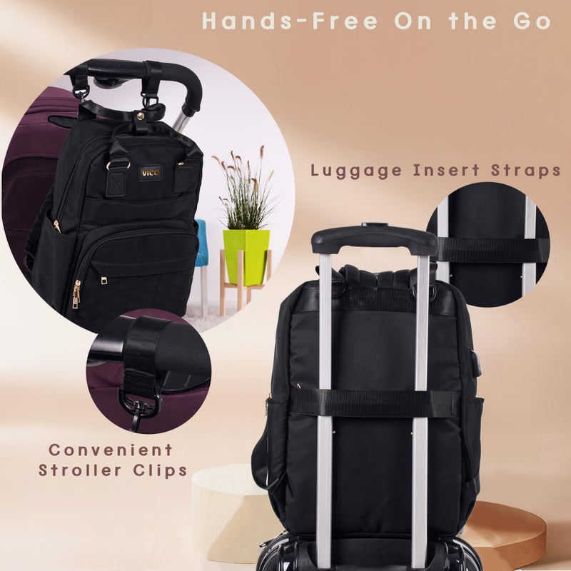 VICO Diaper Bag Backpack fow Women Multifunction Diaper Bag with Changing Pad, Insulated Case and Stroller Straps Large Capacity Travel Bags - Image 5