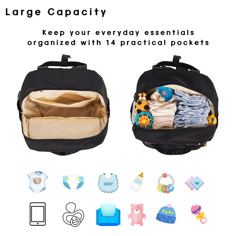 VICO Diaper Bag Backpack fow Women Multifunction Diaper Bag with Changing Pad, Insulated Case and Stroller Straps Large Capacity Travel Bags - Image 3