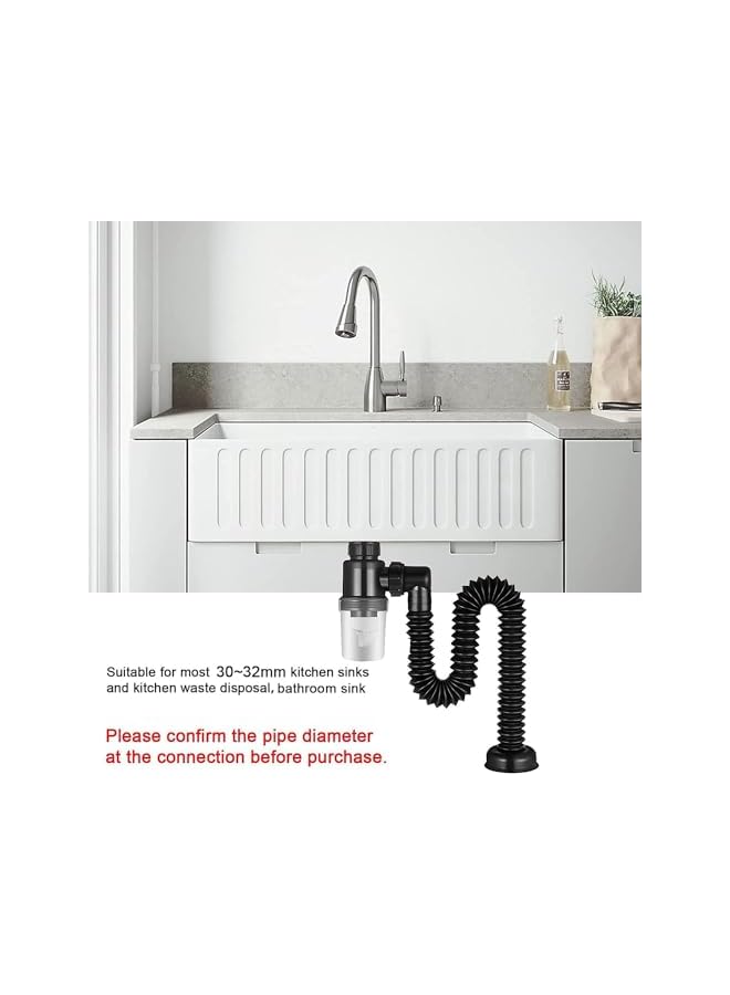The Bros Bathroom Sink Drain, Anti Odor Bathroom Sink Drain Kit, with Flexible Sink Drain Pipe, Scalable P Trap Sink Drain Tube, Suitable for Bathroom, Kitchen Sink, Garbage Disposal, Shampoo Bowls  - Image 4