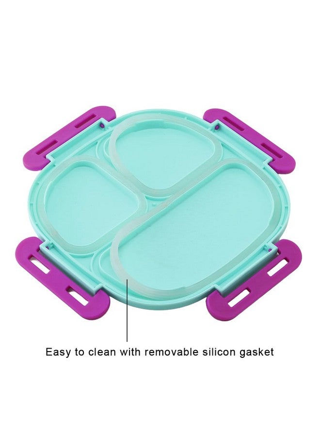 SKi Homeware صندوق غداء بنظام 3 شبكات معزول من SKi Homeware مع داخلية من الفولاذ المقاوم للصدأ وملعقة فولاذية - ماشا والدب، 450 مل - Image 4