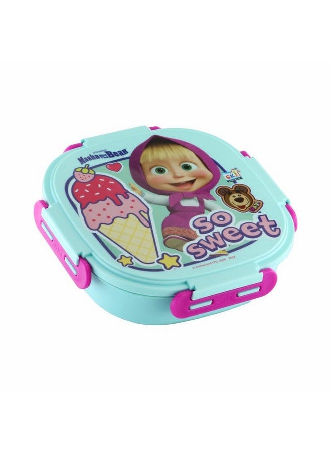 SKi Homeware صندوق غداء بنظام 3 شبكات معزول من SKi Homeware مع داخلية من الفولاذ المقاوم للصدأ وملعقة فولاذية - ماشا والدب، 450 مل - Image 1